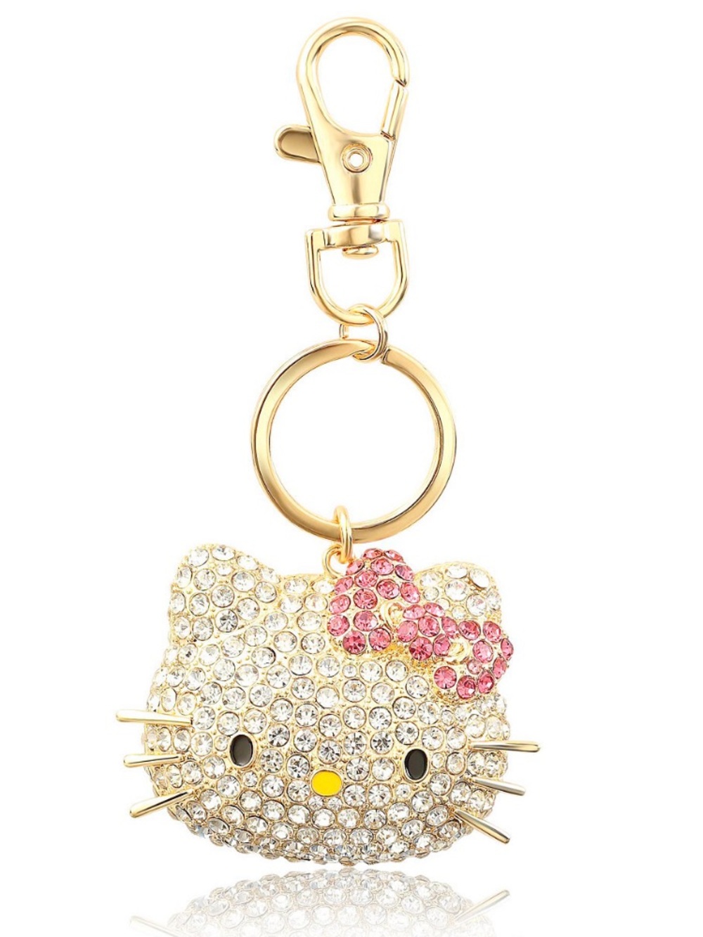 Sanrio Hello Kitty Gold Tone Crystal Pave Bling Bag Charm Bagcharm Keychain new